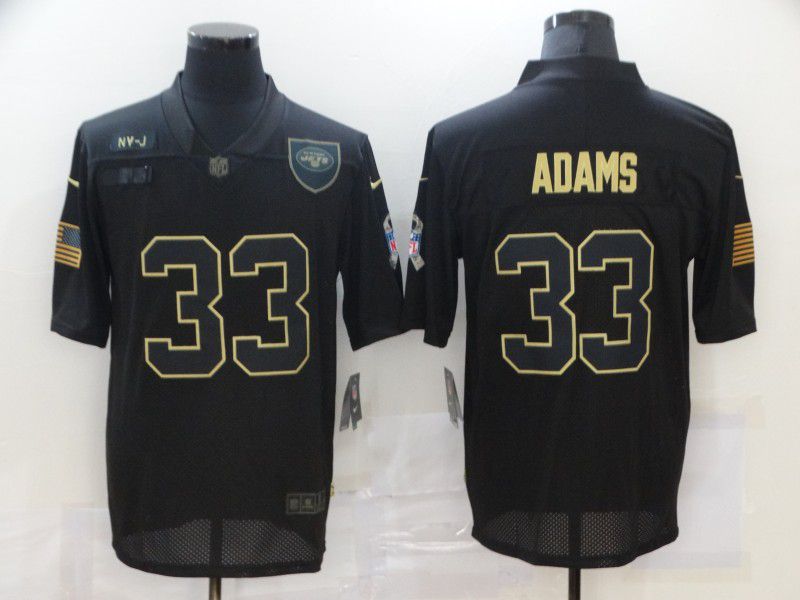 Men New York Jets 33 Adams Black gold lettering 2020 Nike NFL Jersey